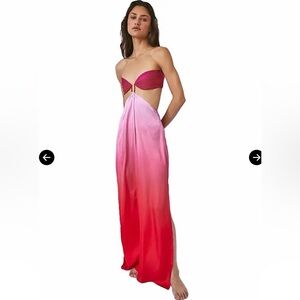 NWT Baobab Collection Strapless Ombre Pink to Red Maxi Dress